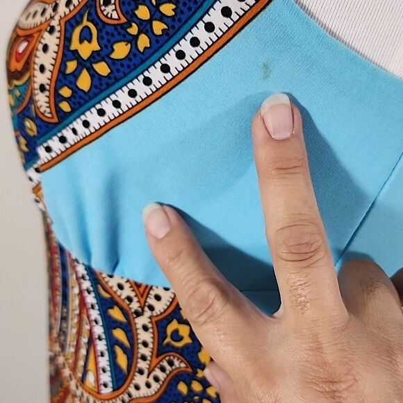 Uncle Frank Anthro boho Y2K style aqua blue maxi dress size small - Picture 3 of 8